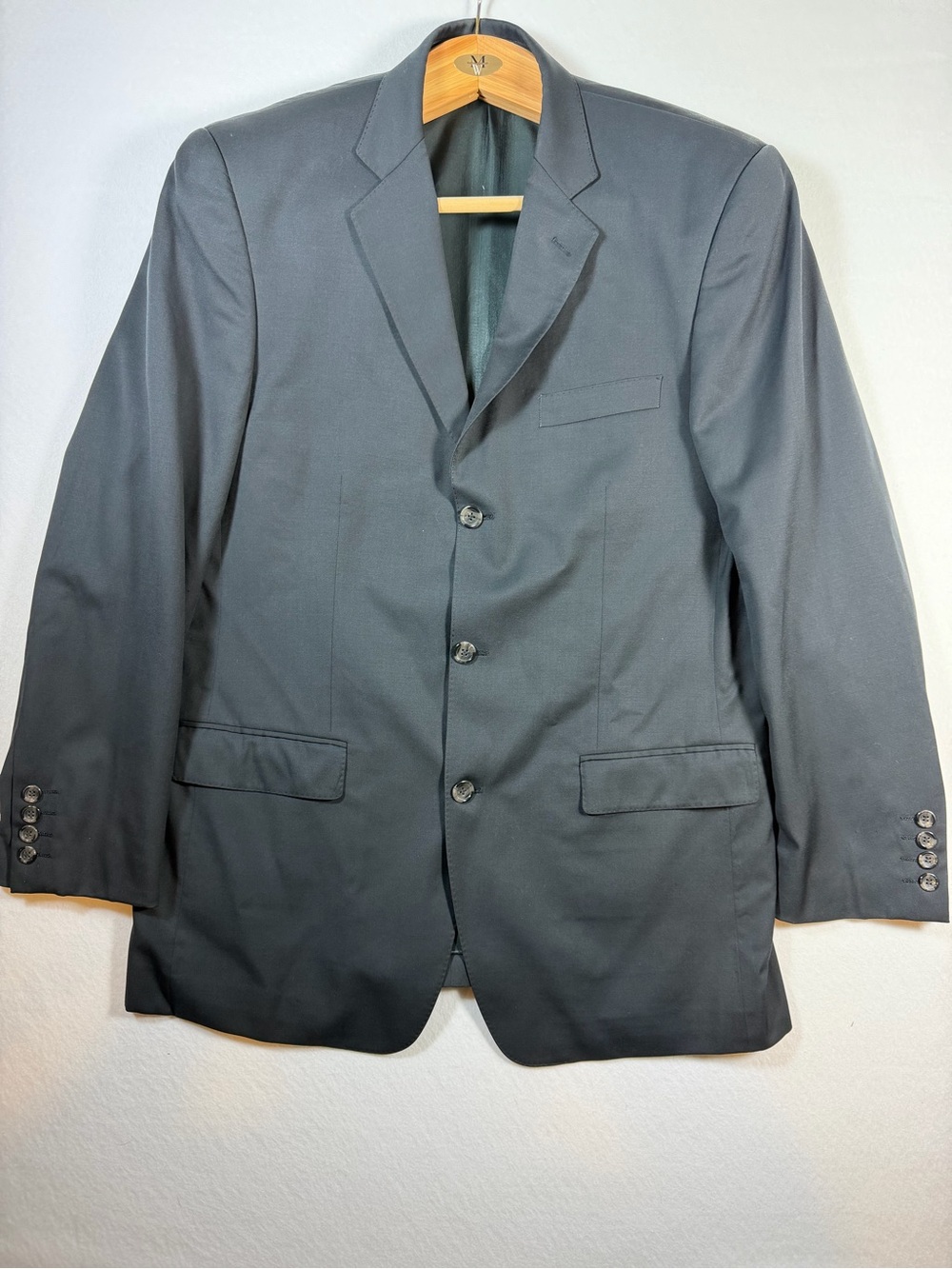 Naldini Enzo Super 120's Italian Virgin Wool Blazer Jacket 42L Charcoal Gray